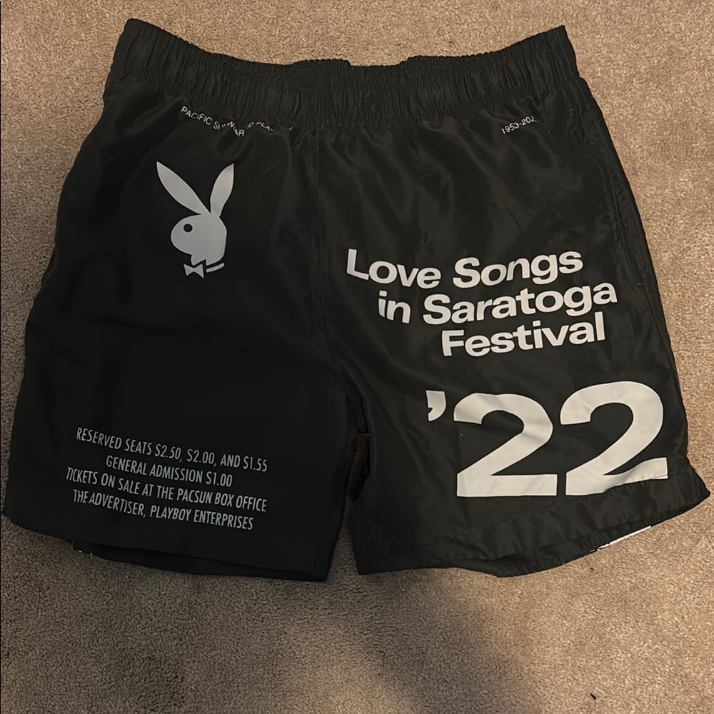 PLAYBOY Black Festival Print Men's Athletic Shorts